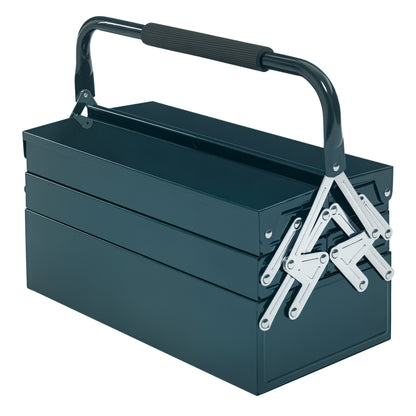 Tool Box Toolbox Assembly Tool Chest Empty Space-saving with 5 Compartments Foldable Stable Steel (SPCC) Dark green 45 x 20 x 34.5 cm