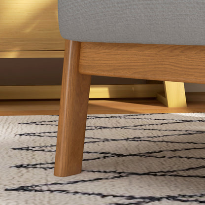 Solid Wood Frame Lounge Chair - Deep Seating - Armrests - Light Gray Velvet Upholstery