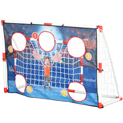 Outdoor Kids Handball Cage, 5 Target Zones Goal, Inflatable Handball, Pump, U-Shaped Ground Stakes, Lightweight Frame