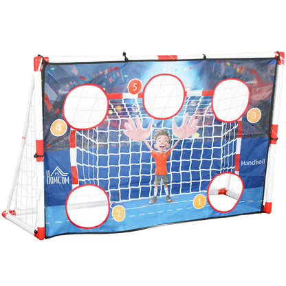 Outdoor Kids Handball Cage, 5 Target Zones Goal, Inflatable Handball, Pump, U-Shaped Ground Stakes, Lightweight Frame