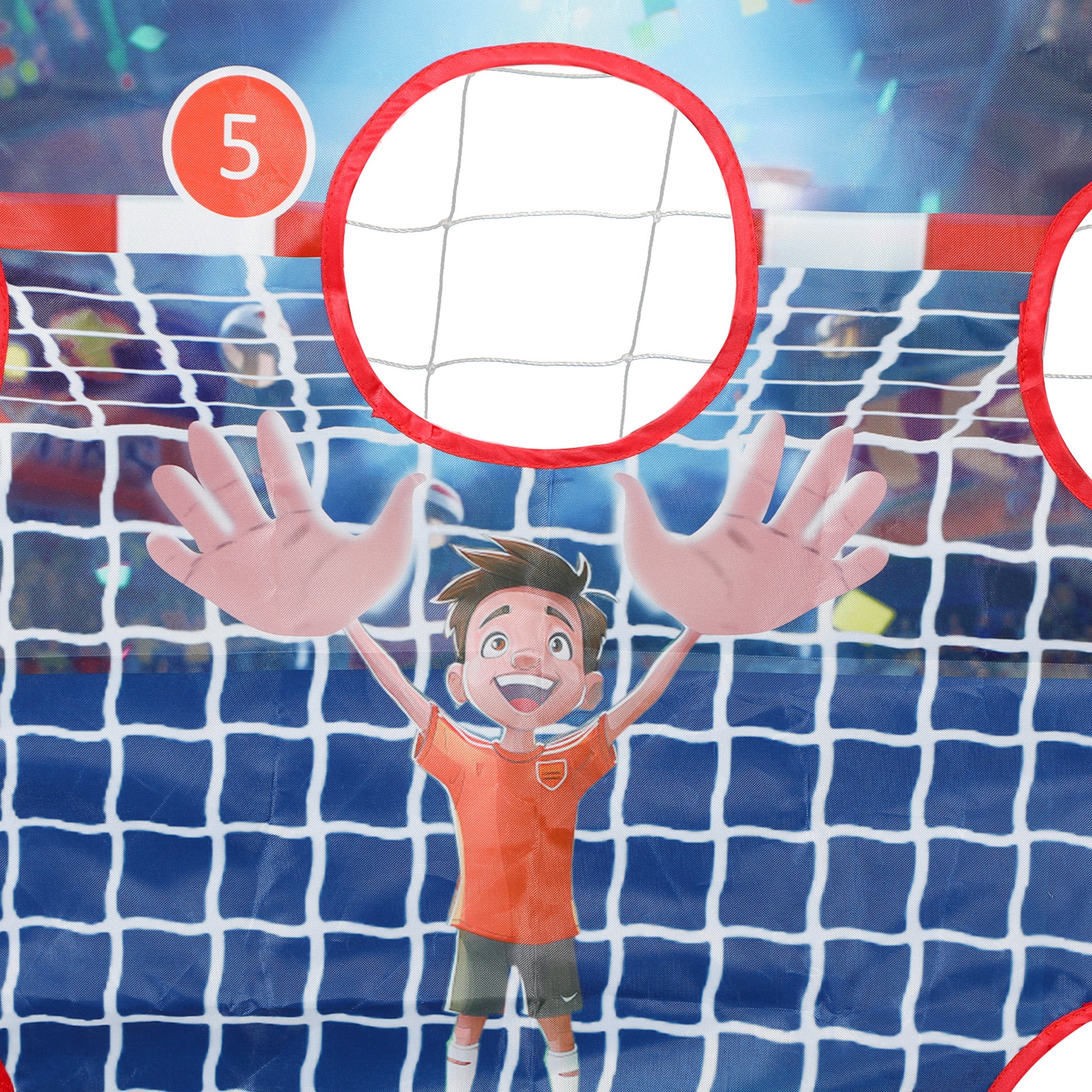 Outdoor Kids Handball Cage, 5 Target Zones Goal, Inflatable Handball, Pump, U-Shaped Ground Stakes, Lightweight Frame