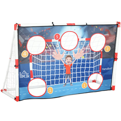 Outdoor Kids Handball Cage, 5 Target Zones Goal, Inflatable Handball, Pump, U-Shaped Ground Stakes, Lightweight Frame