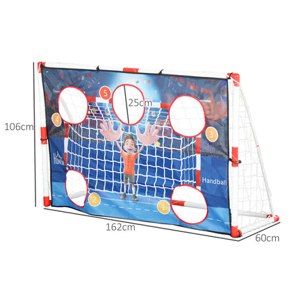 Outdoor Kids Handball Cage, 5 Target Zones Goal, Inflatable Handball, Pump, U-Shaped Ground Stakes, Lightweight Frame