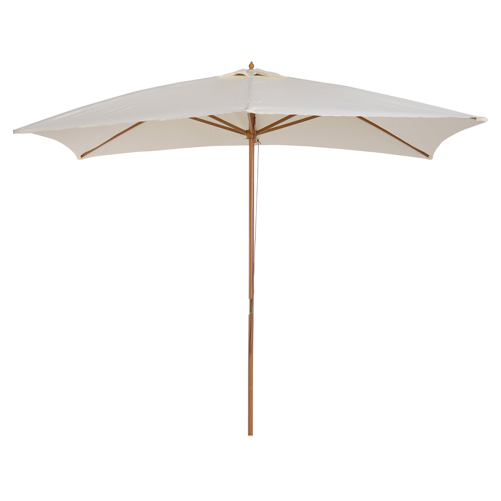 Garden Umbrella 295x200 cm with Wooden Post Bamboo Ribs and Pulley Rectangular Garden Parasol Waterproof for Patio or Terrace Classic Style Cream