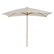 Garden Umbrella 295x200 cm with Wooden Post Bamboo Ribs and Pulley Rectangular Garden Parasol Waterproof for Patio or Terrace Classic Style Cream