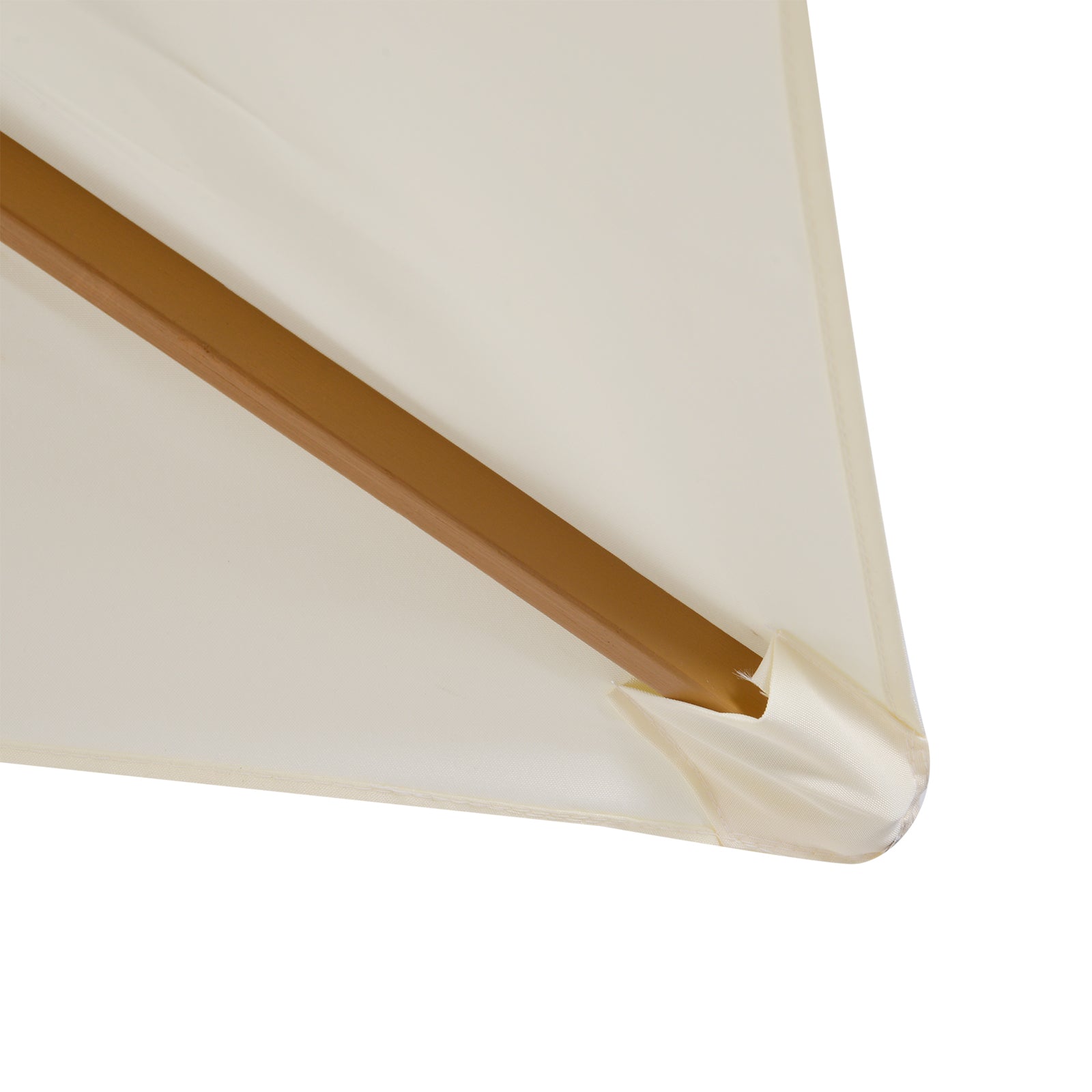Garden Umbrella 295x200 cm with Wooden Post Bamboo Ribs and Pulley Rectangular Garden Parasol Waterproof for Patio or Terrace Classic Style Cream