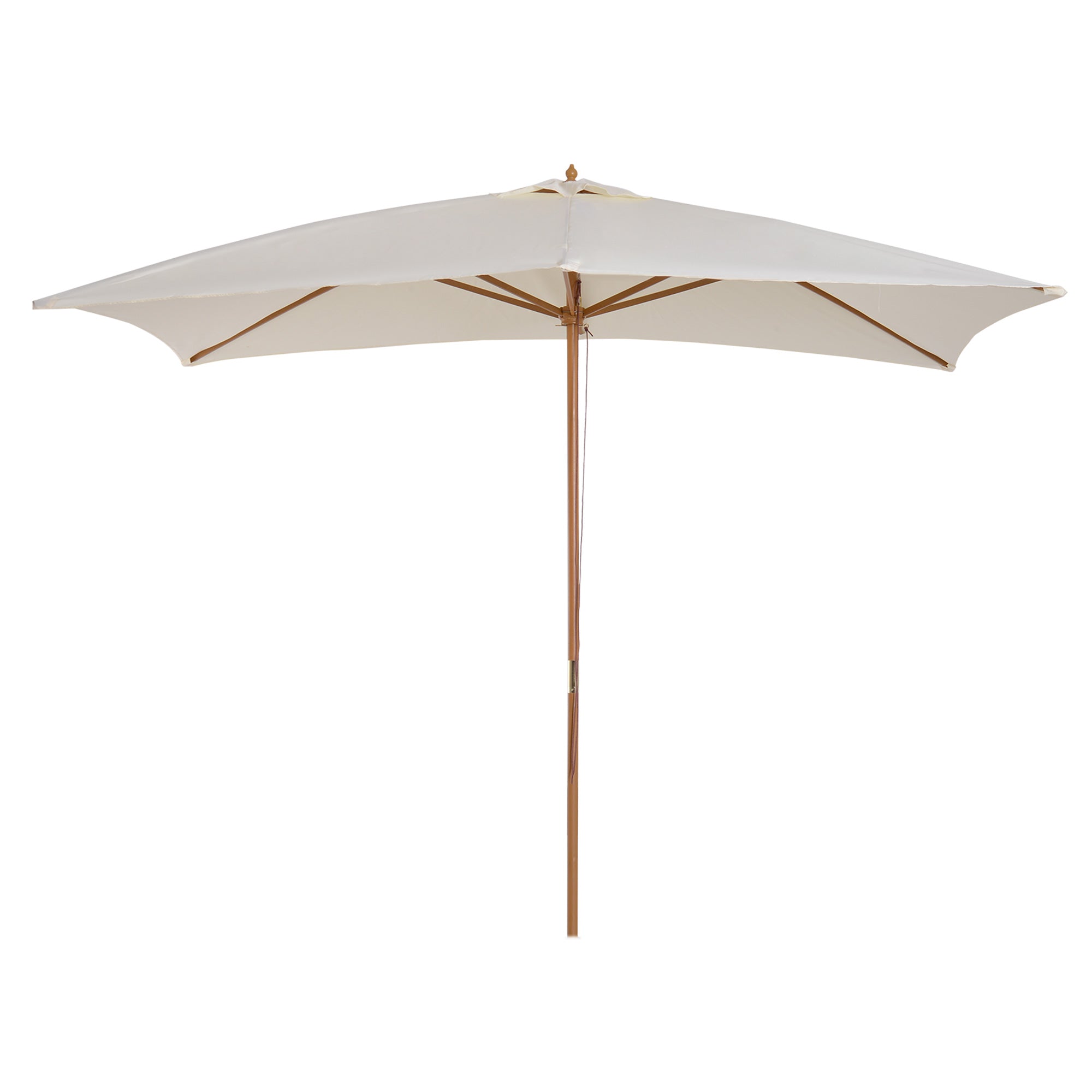 Garden Umbrella 295x200 cm with Wooden Post Bamboo Ribs and Pulley Rectangular Garden Parasol Waterproof for Patio or Terrace Classic Style Cream
