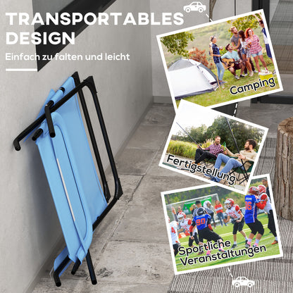 Folding Garden Chair with Adjustable Backrest Camping Chair with Headrest up to 120 kg Load for Garden Balcony Mesh Blue