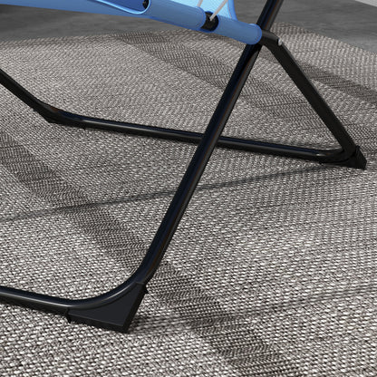 Folding Garden Chair with Adjustable Backrest Camping Chair with Headrest up to 120 kg Load for Garden Balcony Mesh Blue