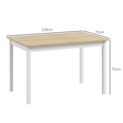 Dining Table, Kitchen Table, Solid Wood Structure, 4 Persons, Dining Table, Vintage Design, 120cm, Natural and White