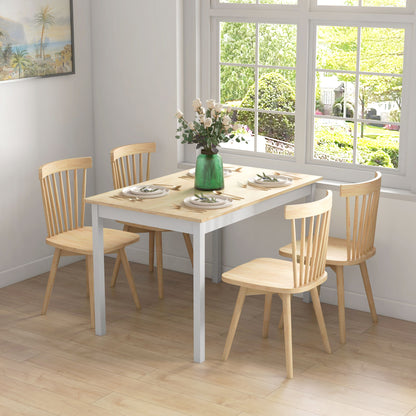 Dining Table, Kitchen Table, Solid Wood Structure, 4 Persons, Dining Table, Vintage Design, 120cm, Natural and White