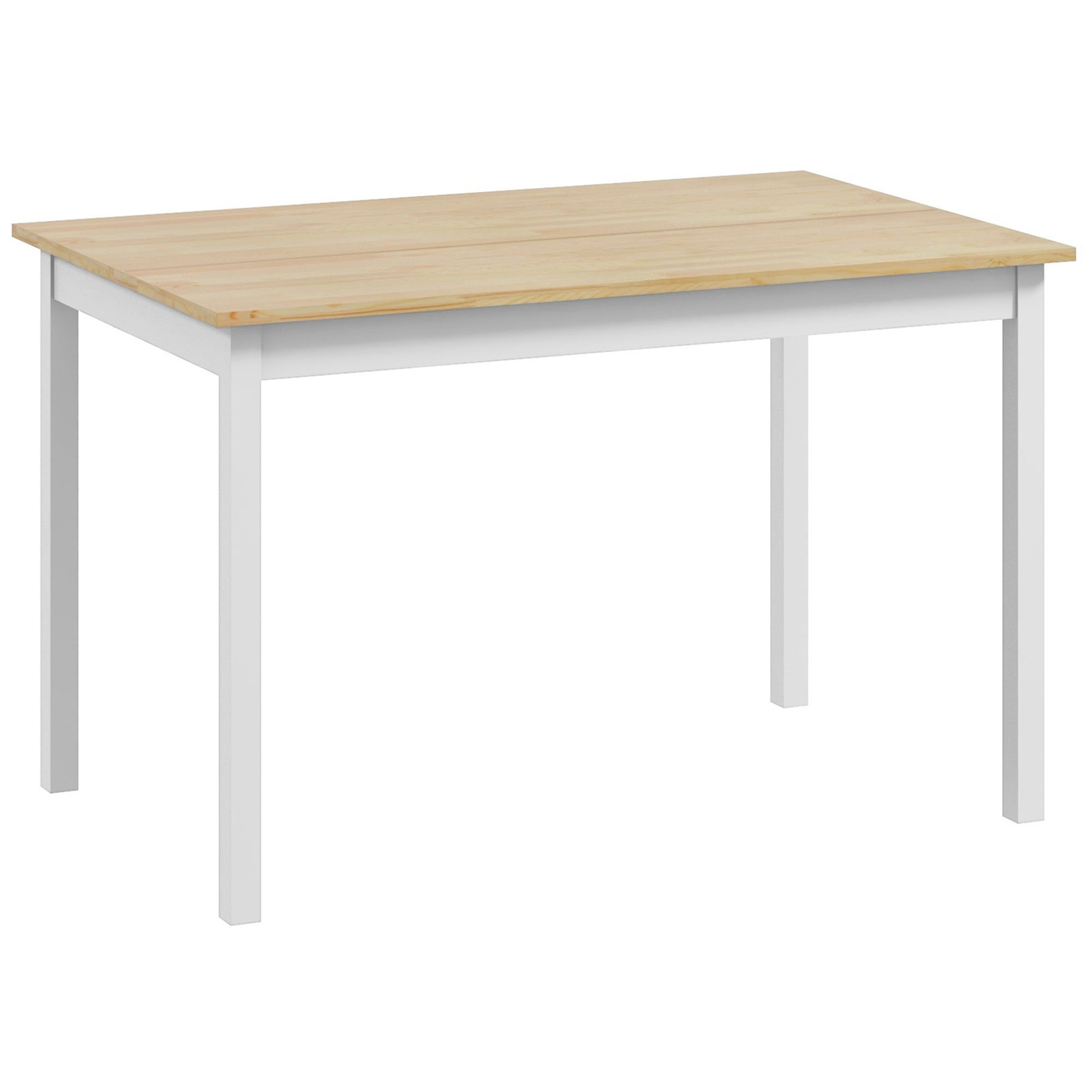 Dining Table, Kitchen Table, Solid Wood Structure, 4 Persons, Dining Table, Vintage Design, 120cm, Natural and White