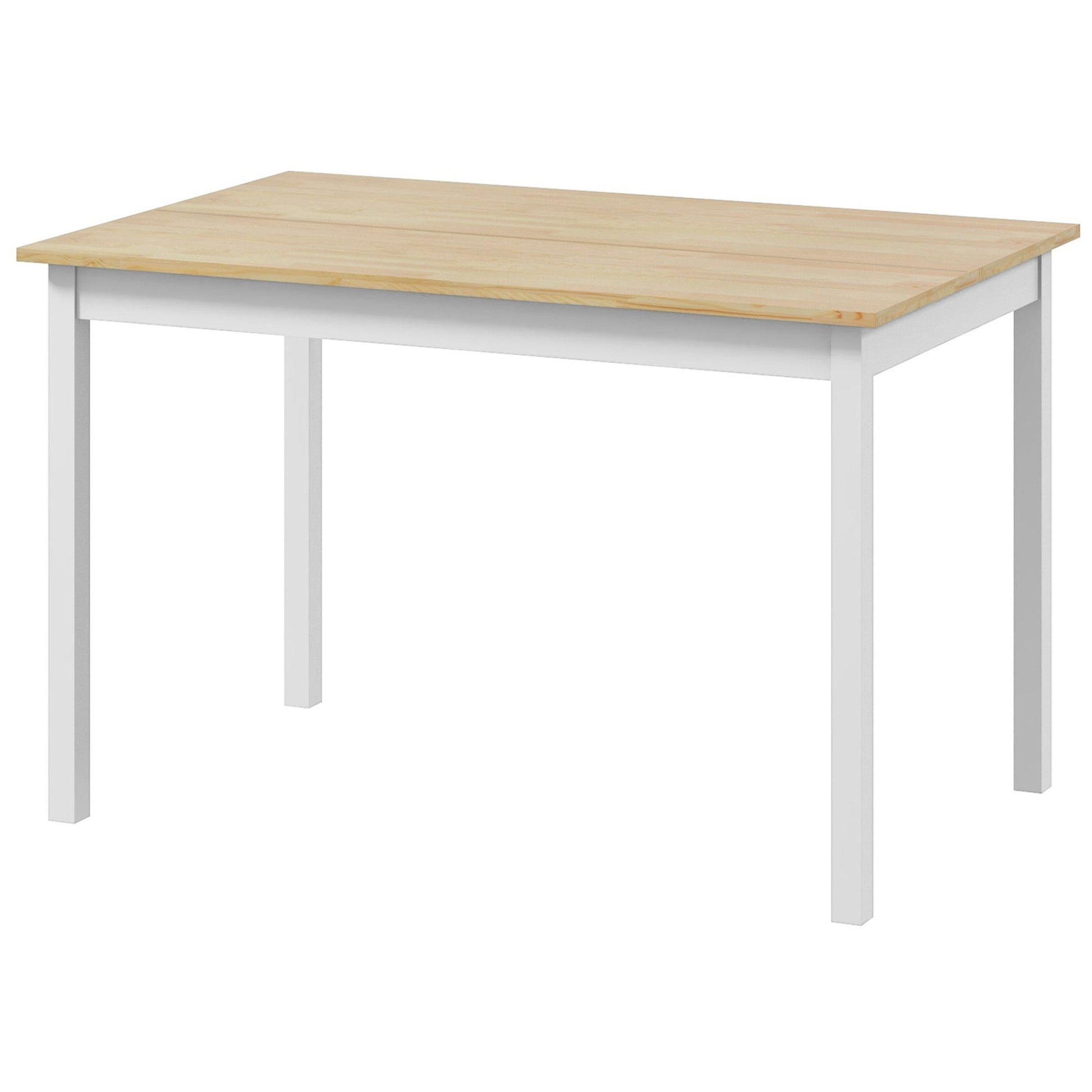 Dining Table, Kitchen Table, Solid Wood Structure, 4 Persons, Dining Table, Vintage Design, 120cm, Natural and White