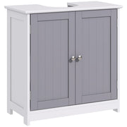 Bathroom Sink Cabinet - sink unit - 2-door cupboard with shelf - dim. 60L x 30W x 60H cm - in gray white wood