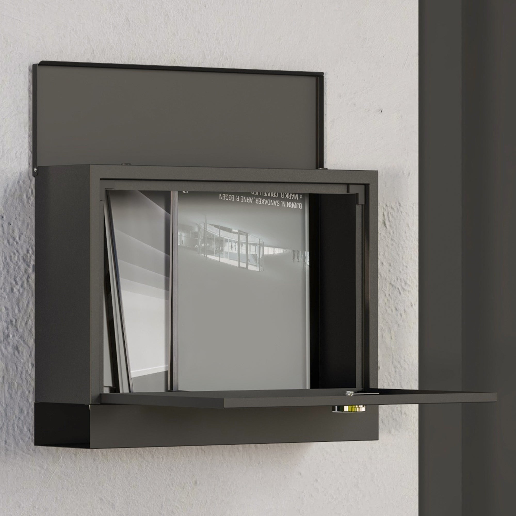 Letterbox with Newspaper Compartment, Metal Mailbox with 2 Keys, Wall-Mounted Mailbox with Viewing Window, Water-Resistant, 36.5 x 11.5 x 29 cm, Black