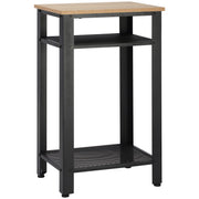 Industrial Style Side Table Nightstand with 2 Metal Grid Shelves and Adjustable Feet for Living Room Bedroom 45x35x75 cm Oak and Black