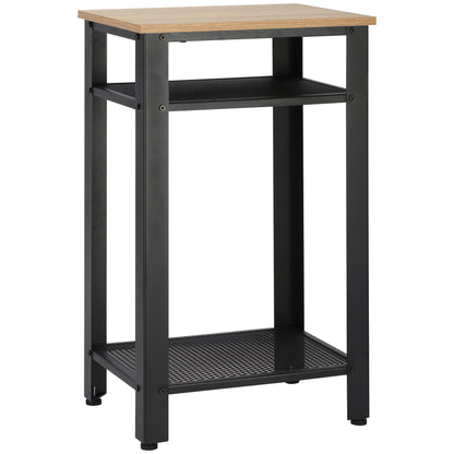Industrial Style Side Table Nightstand with 2 Metal Grid Shelves and Adjustable Feet for Living Room Bedroom 45x35x75 cm Oak and Black