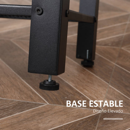 Industrial Style Side Table Nightstand with 2 Metal Grid Shelves and Adjustable Feet for Living Room Bedroom 45x35x75 cm Oak and Black