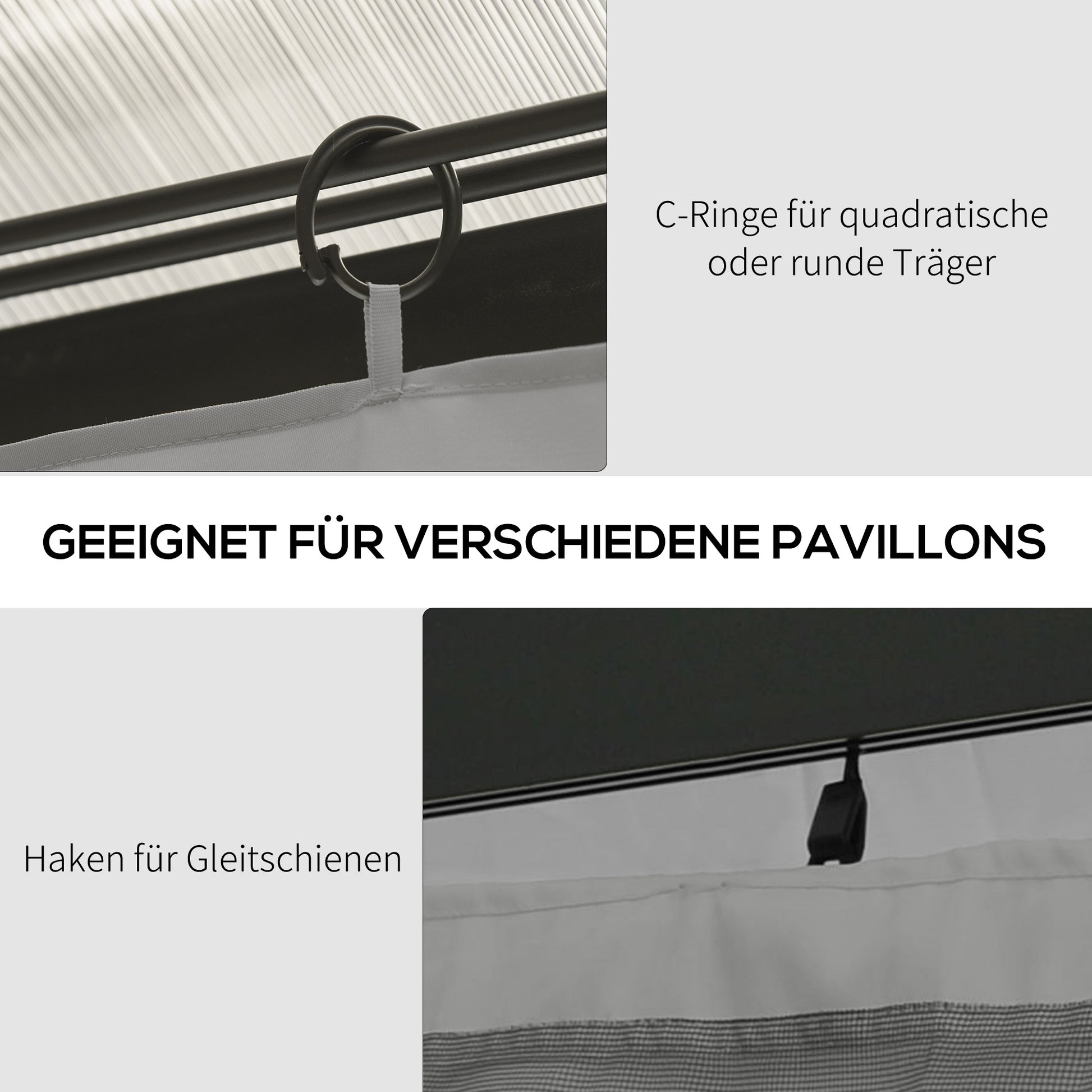 4 Side Panels for 3x4m Pavilion with Hooks, Side Walls for Garden Pavilion Party Tent Polyester Light Grey 352 x 205cm