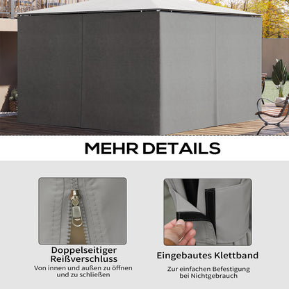 4 Side Panels for 3x4m Pavilion with Hooks, Side Walls for Garden Pavilion Party Tent Polyester Light Grey 352 x 205cm