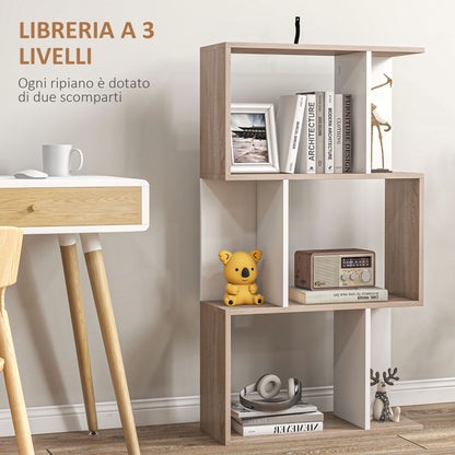 Modern Design Office Bookshelf Wooden 3 Shelves 60 × 24 × 111.4cm