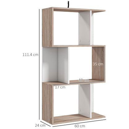 Modern Design Office Bookshelf Wooden 3 Shelves 60 × 24 × 111.4cm