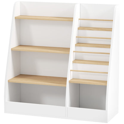 Children's Bookshelf, Kids Book Storage 4 Levels, Book Stand, Storage Grid, Toy Storage Cabinet, Children's Room and Playroom Shelf, White