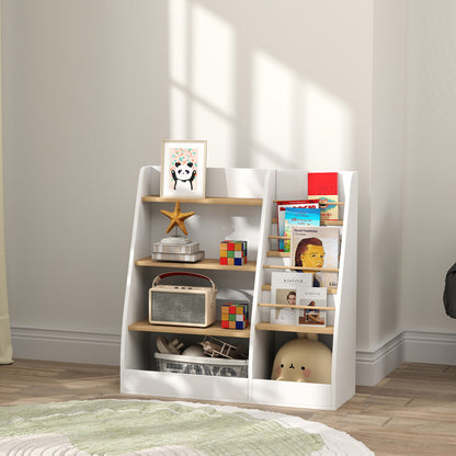 Children's Bookshelf, Kids Book Storage 4 Levels, Book Stand, Storage Grid, Toy Storage Cabinet, Children's Room and Playroom Shelf, White