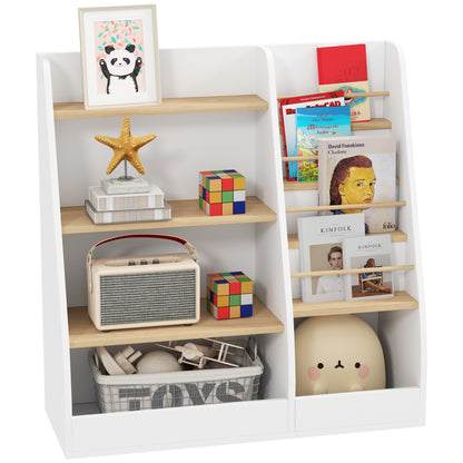 Children's Bookshelf, Kids Book Storage 4 Levels, Book Stand, Storage Grid, Toy Storage Cabinet, Children's Room and Playroom Shelf, White
