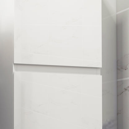 Bathroom Tall Cabinet, High Gloss Finish Storage Cabinet, Adjustable Shelves, 2 Cupboards, Bathroom Storage Shelf, 35 x 25 x 120 cm, White Gloss