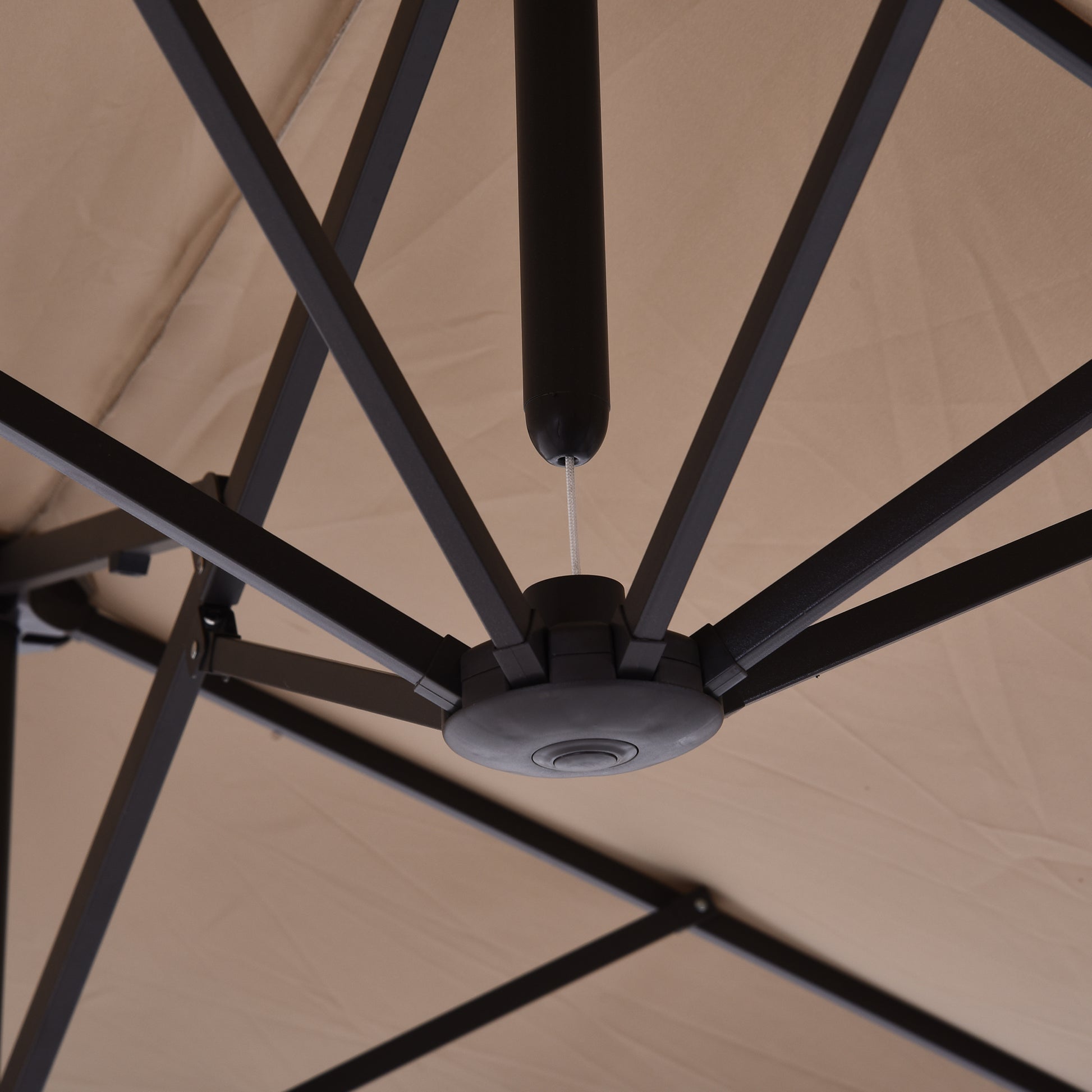 Double Sun Umbrella 455 x 265 cm, UV Protection Parasol with Crank, Balcony Beach Umbrella Windproof Crank Umbrella Sun Protection for Beach Balcony Garden, Light Coffee