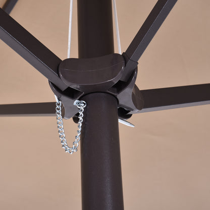 Double Sun Umbrella 455 x 265 cm, UV Protection Parasol with Crank, Balcony Beach Umbrella Windproof Crank Umbrella Sun Protection for Beach Balcony Garden, Light Coffee