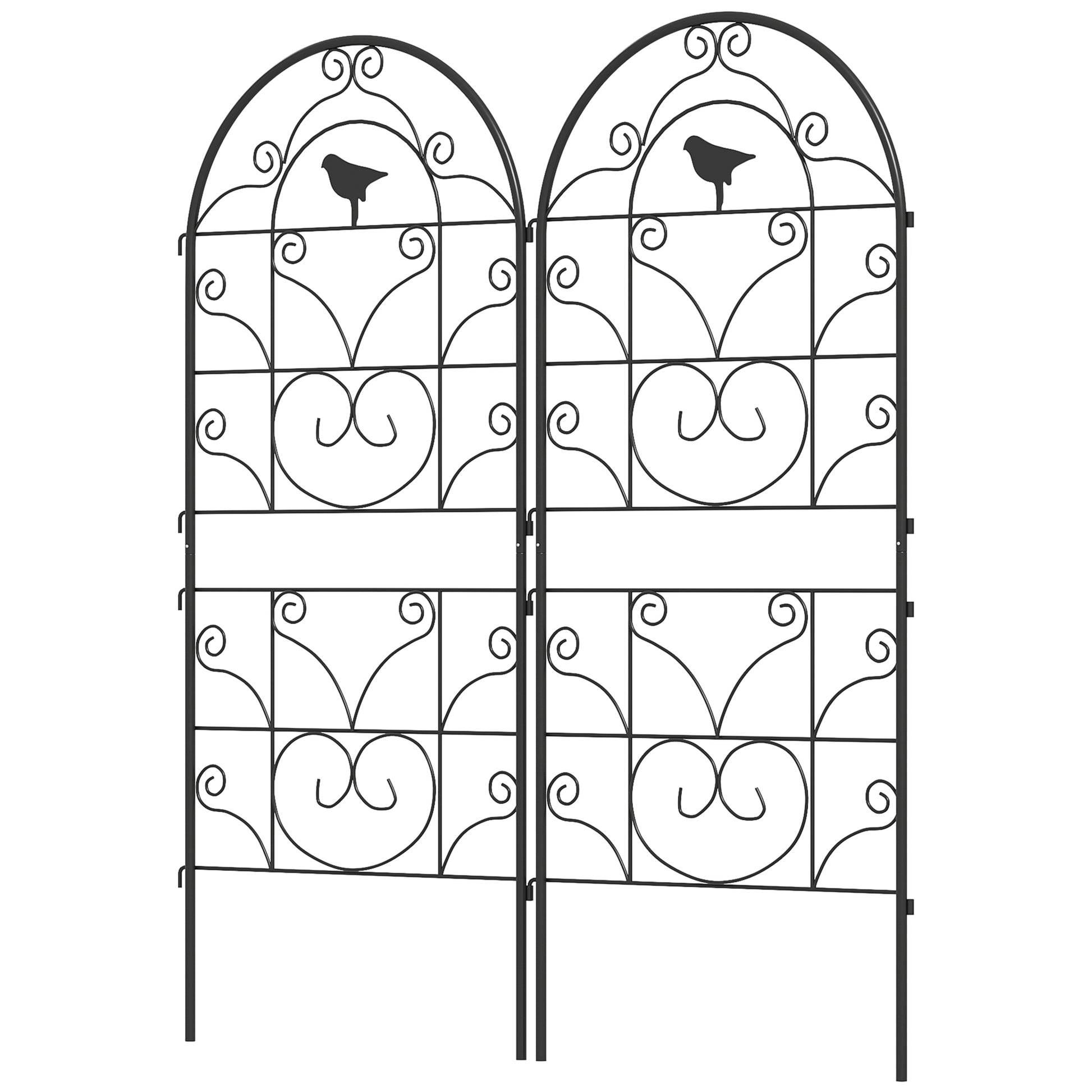 Metal Trellis 2-Piece Set for Planting Rust-Free Trellis with Bird Design for Climbing Plants 19.7x47.2 inches Trellis for Houseplants Plant Trellis for Tomatoes Flowers Climbing Plants Black