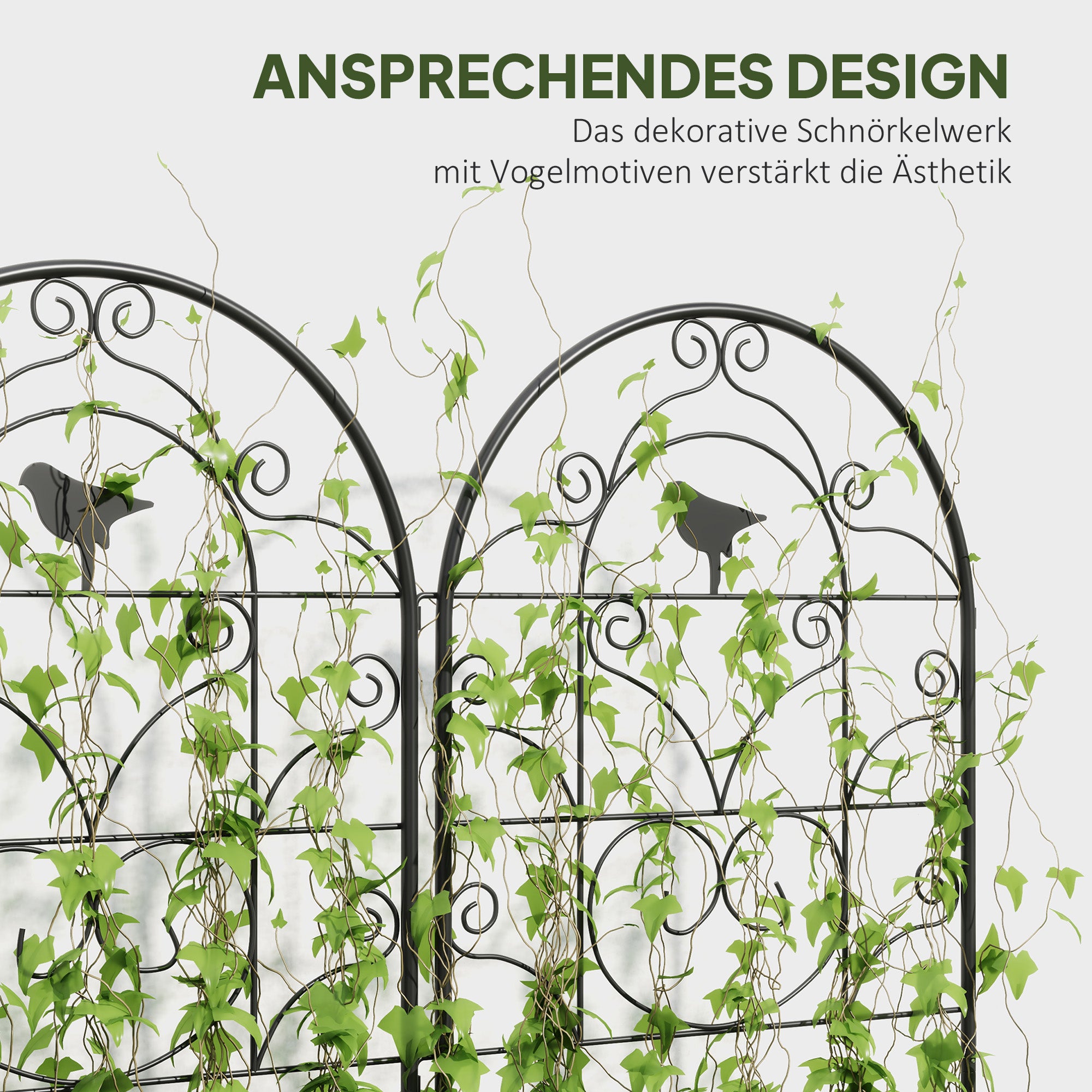 Metal Trellis 2-Piece Set for Planting Rust-Free Trellis with Bird Design for Climbing Plants 19.7x47.2 inches Trellis for Houseplants Plant Trellis for Tomatoes Flowers Climbing Plants Black