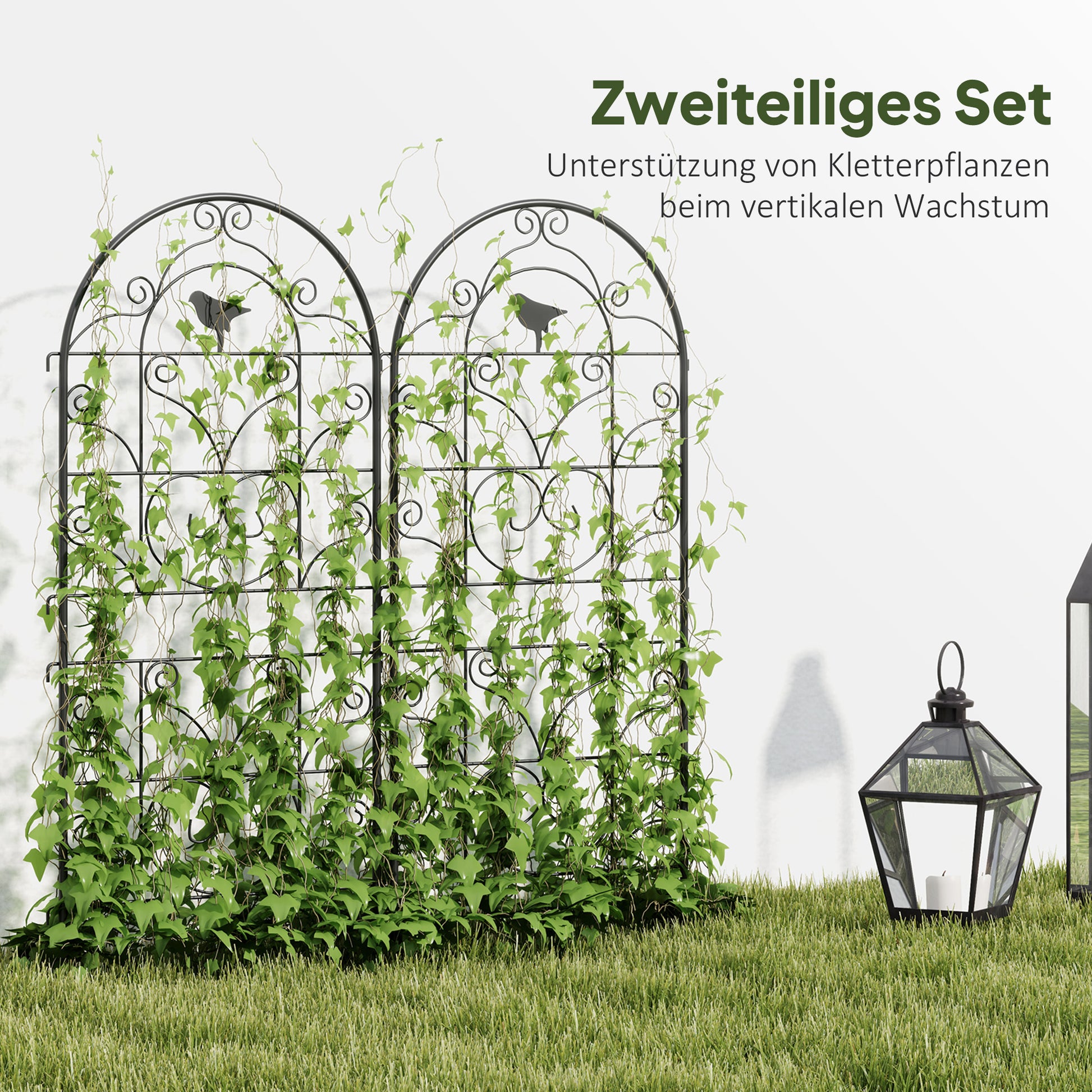 Metal Trellis 2-Piece Set for Planting Rust-Free Trellis with Bird Design for Climbing Plants 19.7x47.2 inches Trellis for Houseplants Plant Trellis for Tomatoes Flowers Climbing Plants Black
