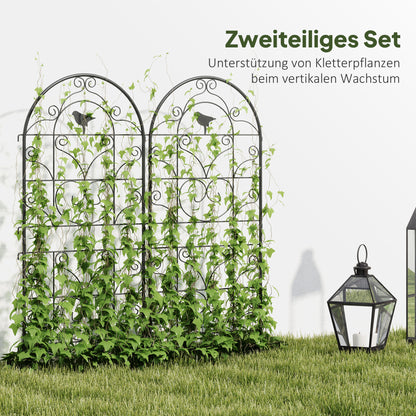 Metal Trellis 2-Piece Set for Planting Rust-Free Trellis with Bird Design for Climbing Plants 19.7x47.2 inches Trellis for Houseplants Plant Trellis for Tomatoes Flowers Climbing Plants Black