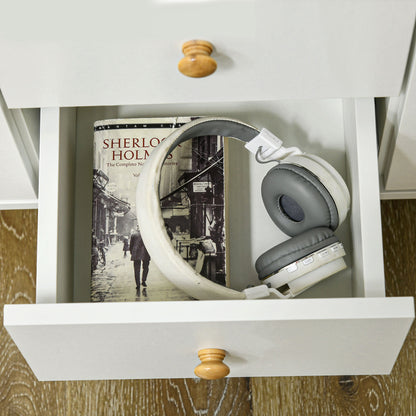 Modern Living Room Sideboard Kitchen Sideboard with 2 Doors 3 Drawers and Pine Wood Legs for Dining Room Hallway Bedroom 90x32x80 cm White