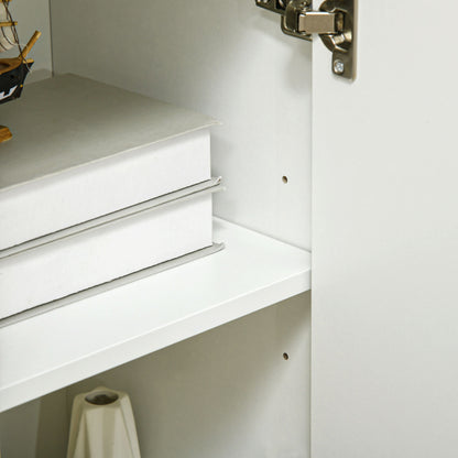 Modern Living Room Sideboard Kitchen Sideboard with 2 Doors 3 Drawers and Pine Wood Legs for Dining Room Hallway Bedroom 90x32x80 cm White