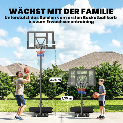 SPORTNOW Portable Outdoor Basketball Hoop — Quick Height Adjustment 4.4–10 ft (1.35–3.05 m) with 43 x 28 in Shatterproof Backboard, 2 Wheels & Weight Bag — For Teens & Adults