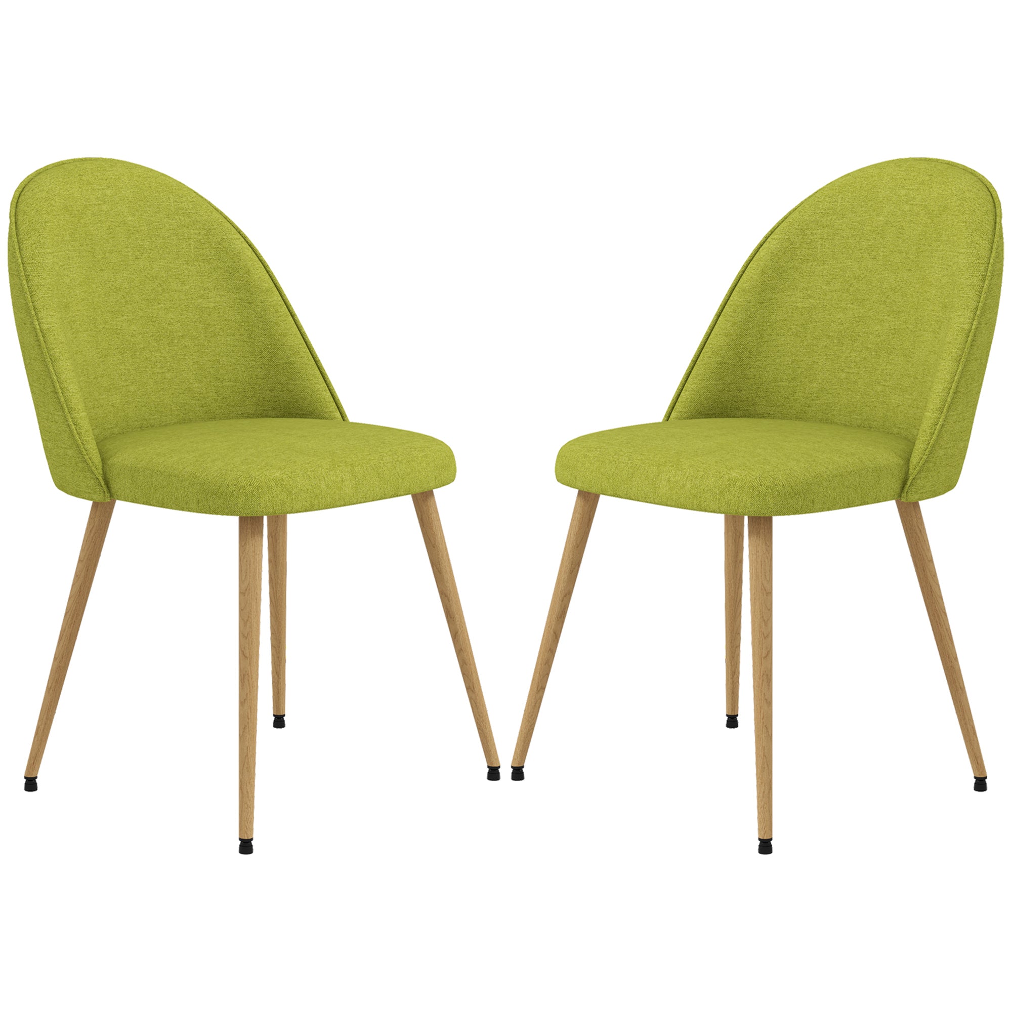 Set of 2 Dining Chairs Kitchen Chairs Upholstered in Linen Fabric with Steel Legs for Living Room Bedroom Load 120 kg 50x52x83 cm Green