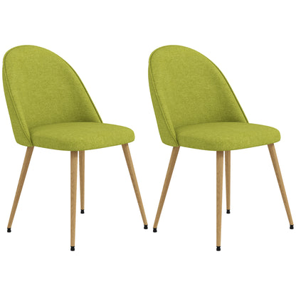 Set of 2 Dining Chairs Kitchen Chairs Upholstered in Linen Fabric with Steel Legs for Living Room Bedroom Load 120 kg 50x52x83 cm Green