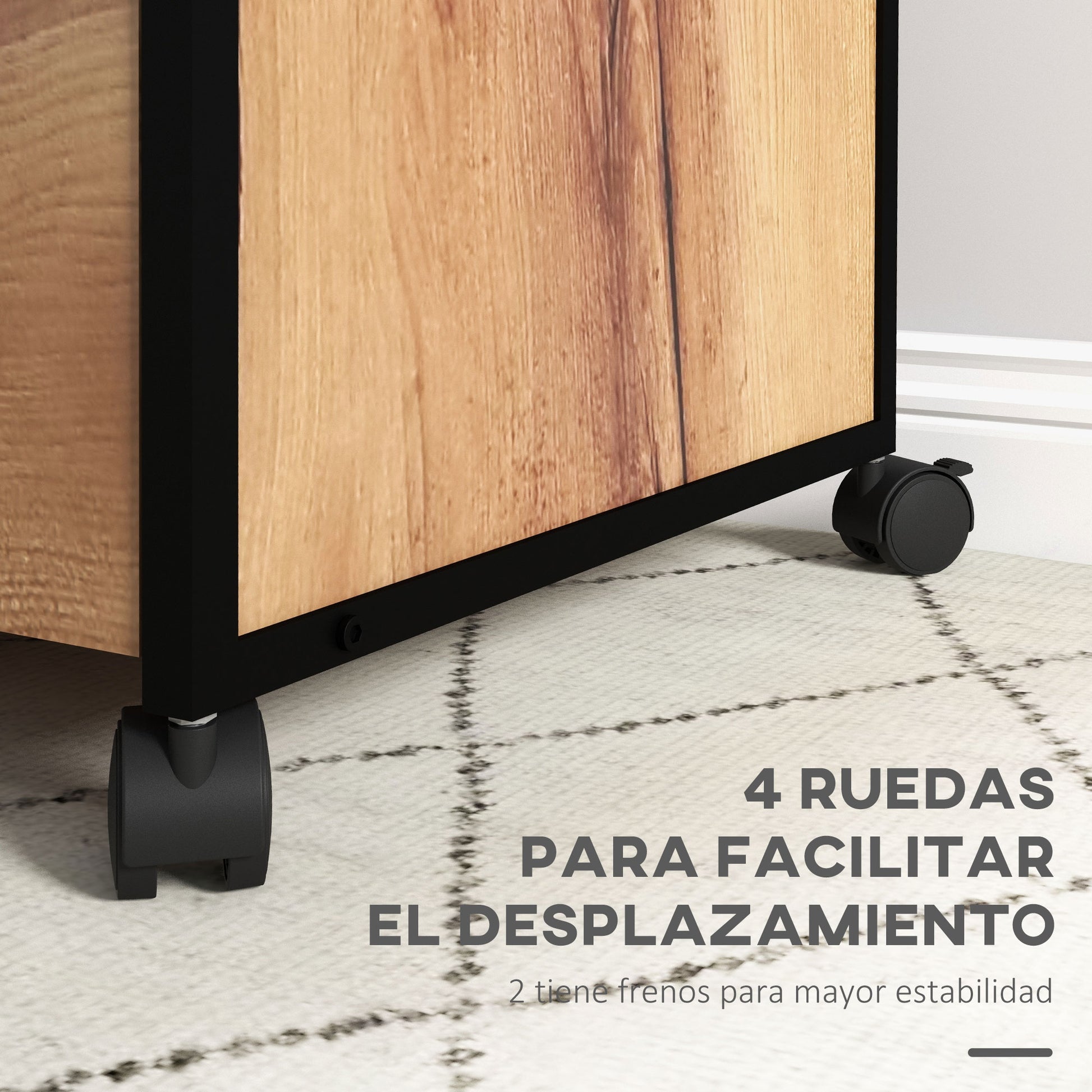 Office File Cabinet with Keys Mobile Filing Cabinet with Wheels 2 Drawers Hanging Bar for Letter A4 Size and 2 Keys 44x40x66.5 cm Rustic Brown
