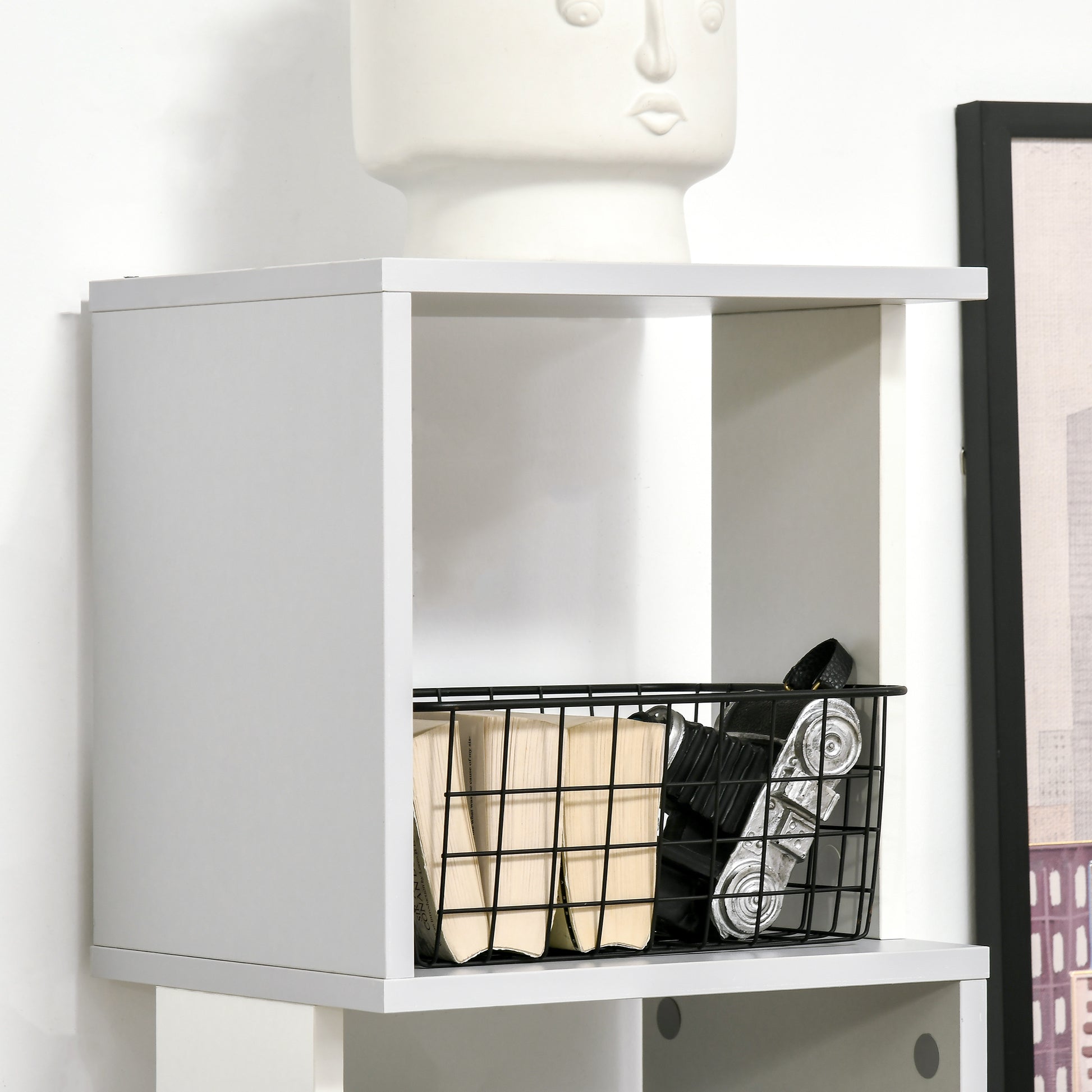 S-Shaped Bookcase Bookshelf with 5 Open Shelves for Living Room Home Office Study Anti-Tip 100 kg Load 33x28x161 cm White and Light Gray