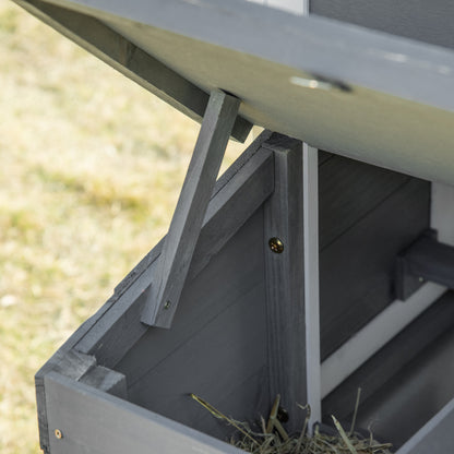 Wooden Chicken Coop Outdoor Cage for 2-3 Chickens with 2 Wire Pens Openable Roof Nest Box Removable Tray and Ramp 150.5x54x87 cm Gray
