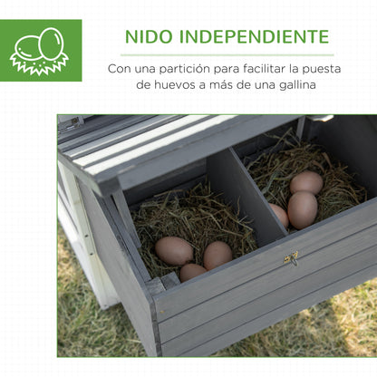 Wooden Chicken Coop Outdoor Cage for 2-3 Chickens with 2 Wire Pens Openable Roof Nest Box Removable Tray and Ramp 150.5x54x87 cm Gray
