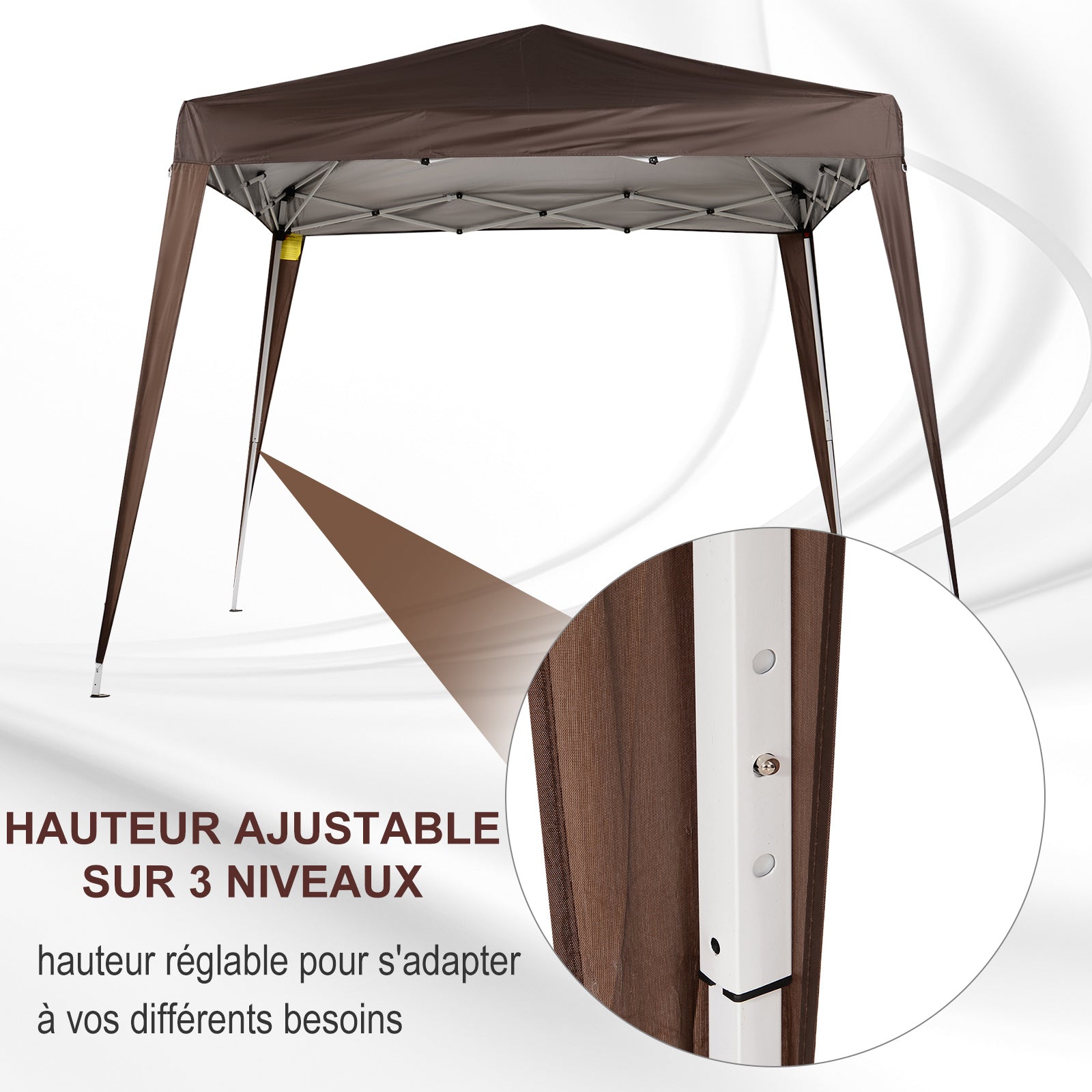 3x3m Garden Gazebo Pop-up Foldable Tent Steel Waterproof Polyester Anti-UV with Chocolate Carry Bag