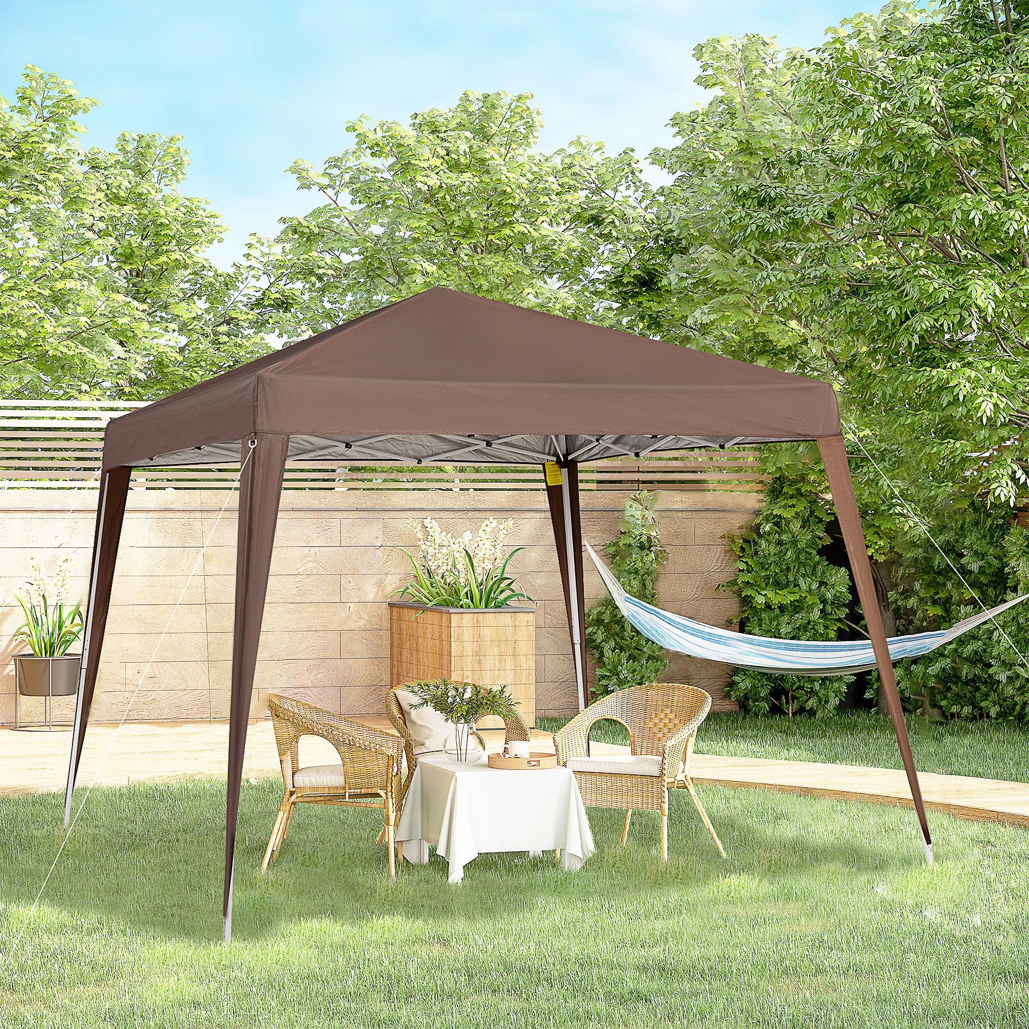3x3m Garden Gazebo Pop-up Foldable Tent Steel Waterproof Polyester Anti-UV with Chocolate Carry Bag
