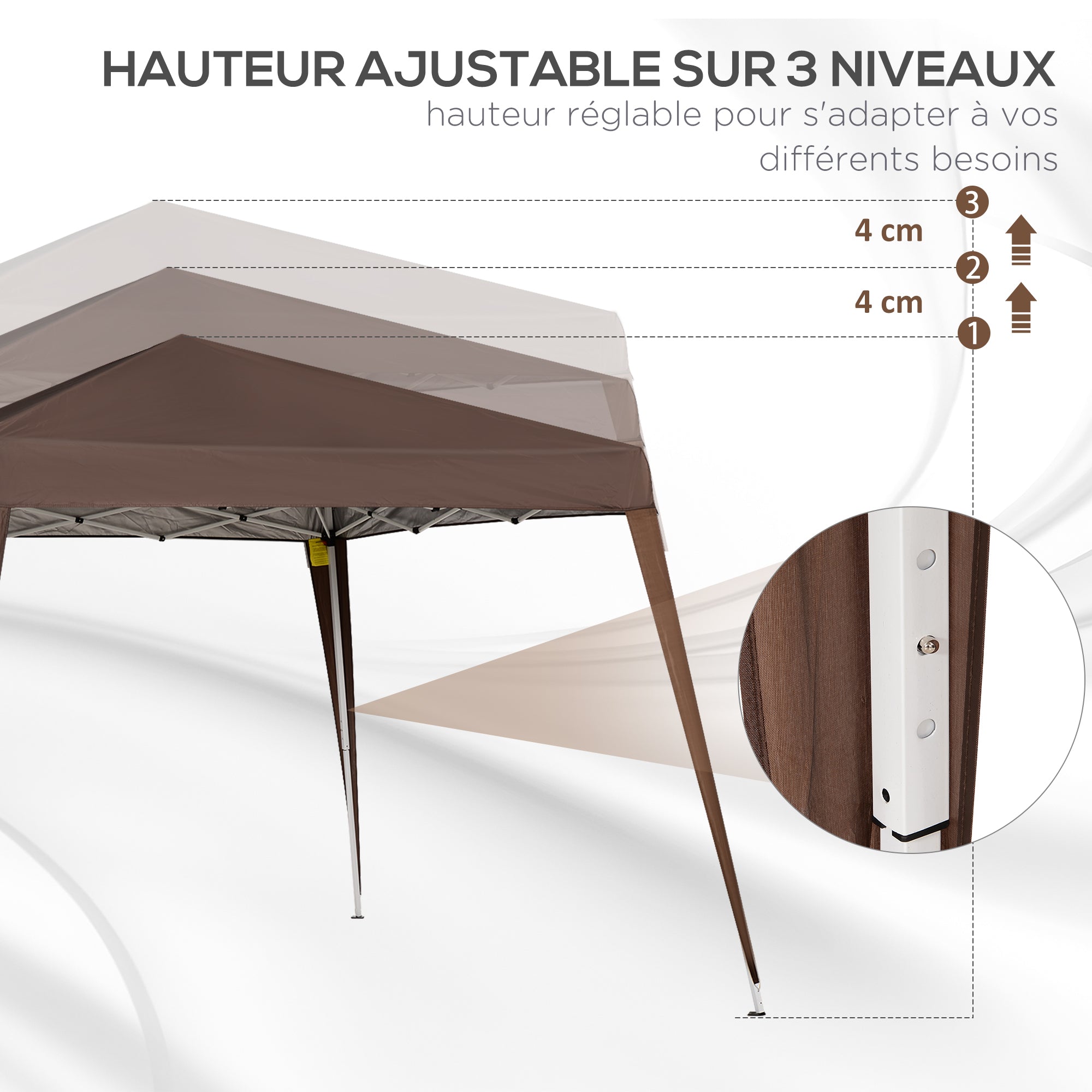 3x3m Garden Gazebo Pop-up Foldable Tent Steel Waterproof Polyester Anti-UV with Chocolate Carry Bag