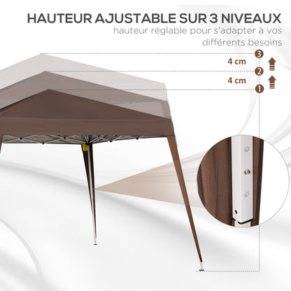 3x3m Garden Gazebo Pop-up Foldable Tent Steel Waterproof Polyester Anti-UV with Chocolate Carry Bag