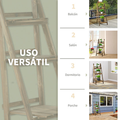 3 Tier Wooden Plant Stand Foldable Plant Shelf for Indoor and Outdoor Terrace Garden Balcony 40x37x93 cm Natural